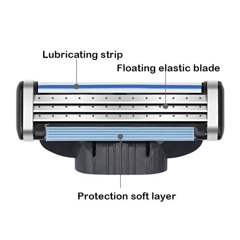 Высокое качество, 2 шт./6 шт., 1 ручка, держатель для бритвы, лезвие для бритвы, комбинированное лезвие для бритвы, 3 слоя, бритва, бритва для лица, Бритва для мужчин