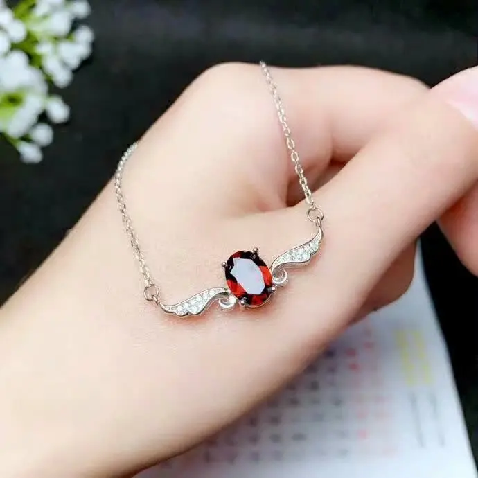 SHILOVEM 925 серебро srerling настоящие натуральные гранатовые кулоны отправка ожерелье классика прекрасный женский подарок 7*9 мм bz0709888ags