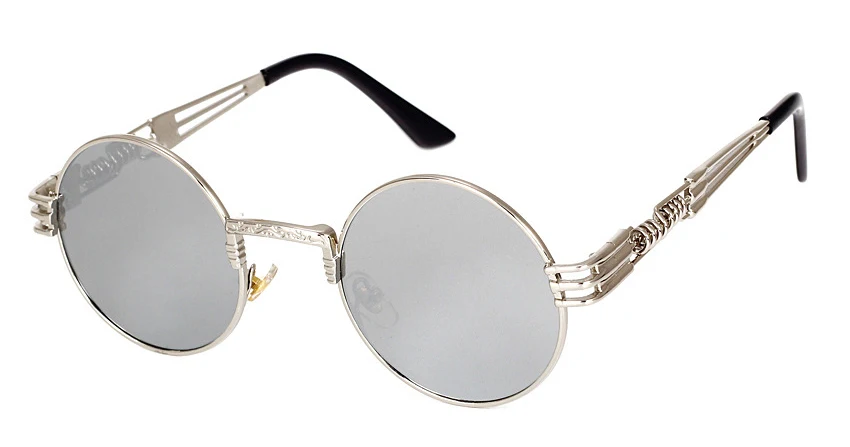 Ретро круглые готические зеркальные очки в стиле стимпанк Солнцезащитные очки мужские и женские металлические солнцезащитные очки мужские Oculos De Sol солнцезащитные очки Feminino - Цвет линз: 1