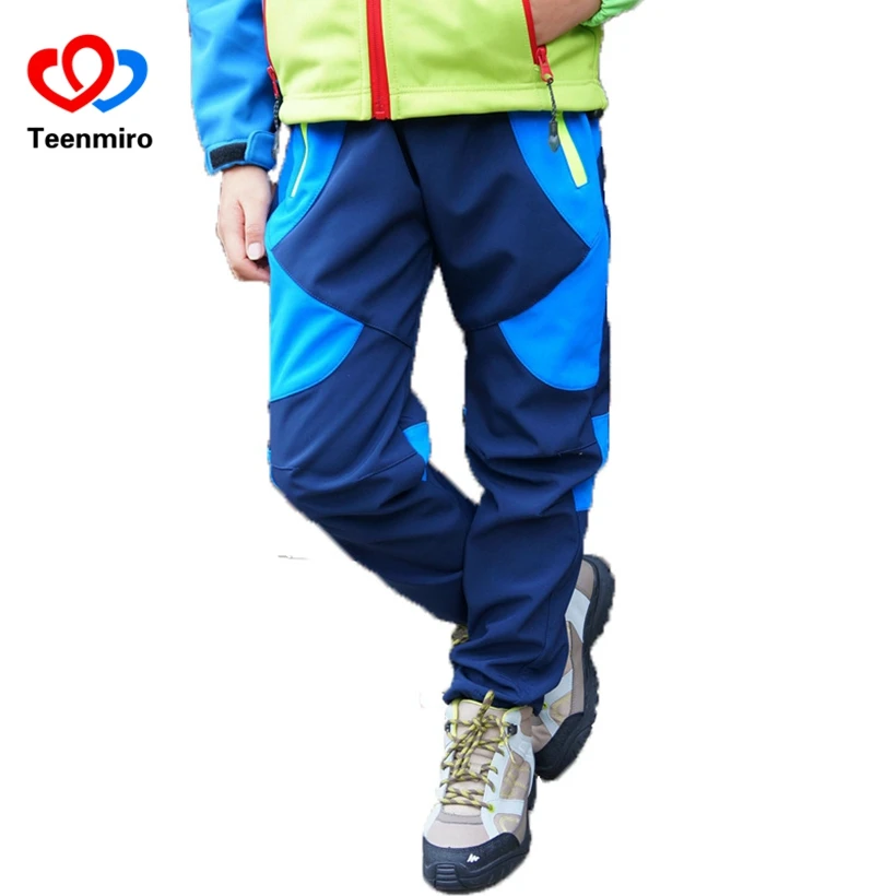 

Spring Autume Kids Patchwork Boys Girls Windproof Waterproof Sport Pants Children Warm Thickening Trousers Teens Hiking Trouser
