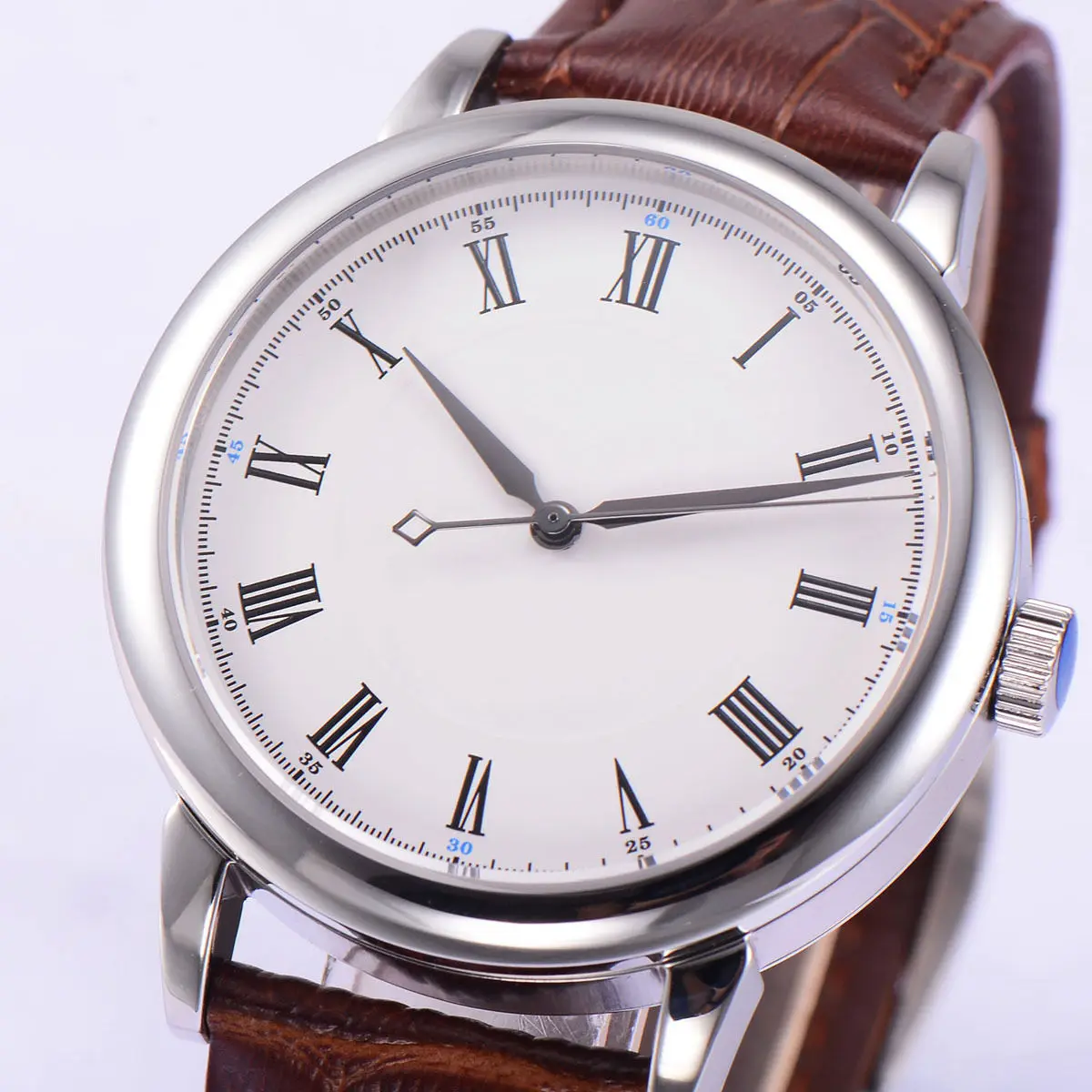 DEBERT Roman Numbers Sapphire Glass mechanical automatic men's wrist watches White Dial