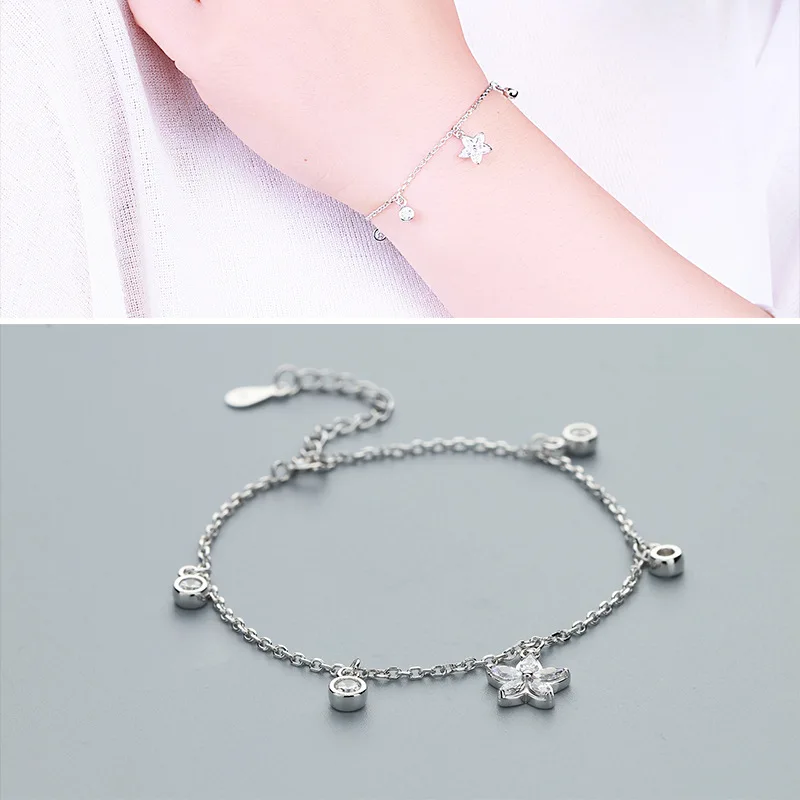 

S- S925 silver bracelet, female fashion, micro imprinted plum Bracelet Silver Jewelry Silver Chain
