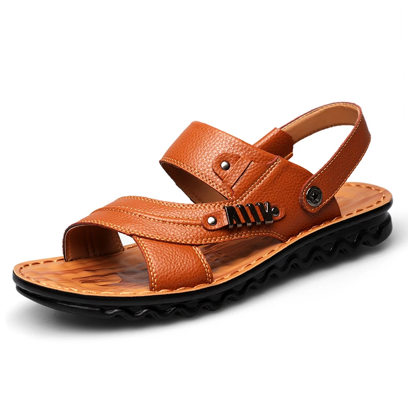 

Genuine Leather Men Beach Sandals Men Casual Shoes Flip Flops Men Slipper stide men's sandals