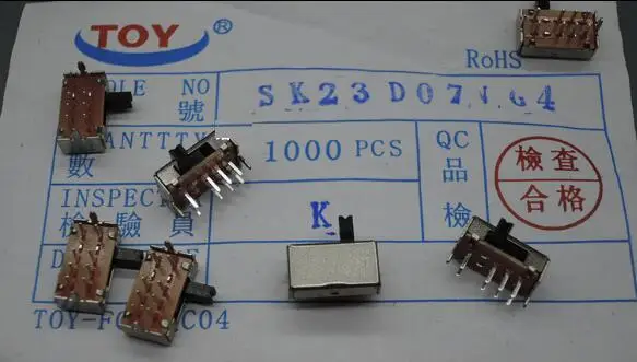 

10pcs DP3T 2P3T 3 Position Mini Horizontal Slide Switch 8 Pin PCB SK23D07VG4