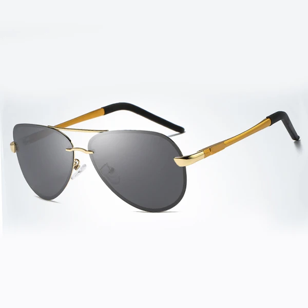 Поляризованные HD солнцезащитные очки из алюминиево-магниевого сплава, модные мужские зеркальные солнцезащитные очки для вождения, мужские очки для рыбалки, женские очки для мужчин - Цвет линз: gold black