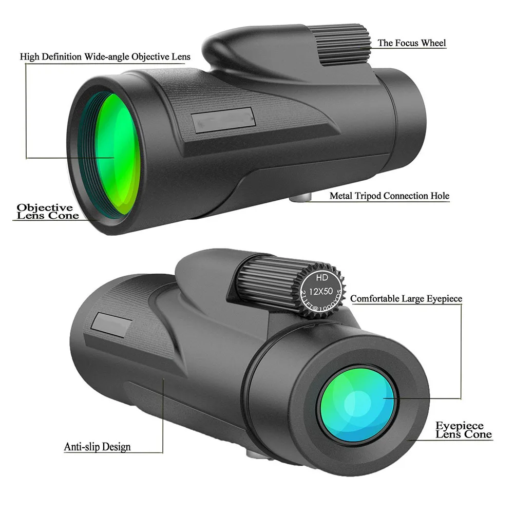 Высокая 12x50 Монокуляры оптические линзы высокой мощности широкоугольный телескоп объектив с ночного видения Аксессуары для мобильных телефонов