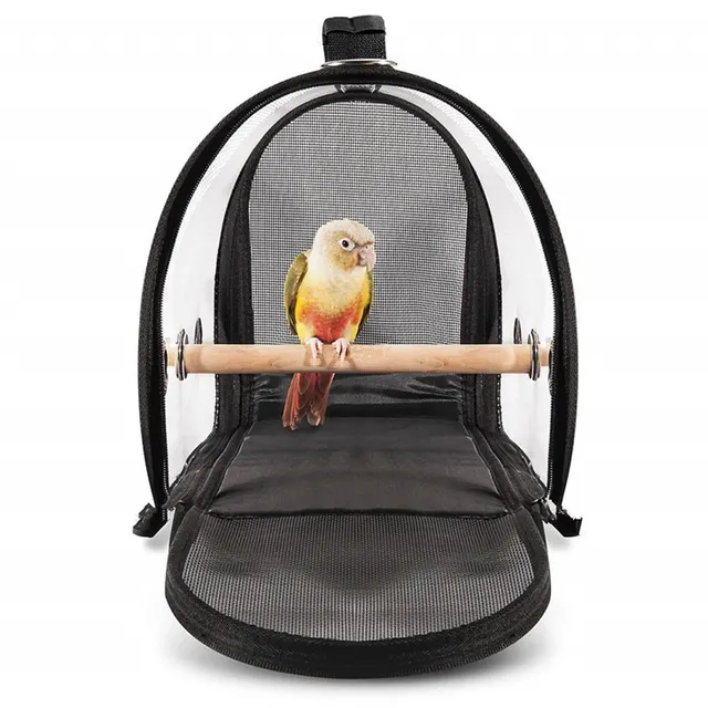 Newly Lightweight Bird Carrier Cage Transparent Clear PVC Breathable Parrots Travel Bag XSD88 2