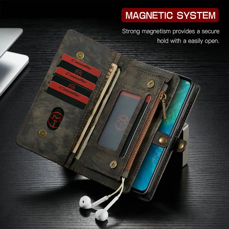 online Caso Carteira Magnética Para Huawei Companheiro 20 CaseMe Pro lite P20 P20 Pro Casos Virar Carteira De Couro Destacável Na Capa tampa do telefone