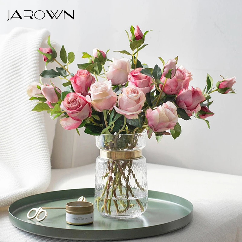 JAROWN Artificial Flowers Silk Rose Continental Retro Fake Flower Home Decoration Wedding DIY Decoration Flores