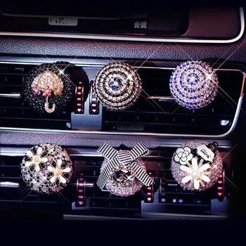 

Car Ornament Crystal Diamond Air Freshener Flower Air Condition Vent Perfume Diffuser Auto Interior Decoration Car Accessories