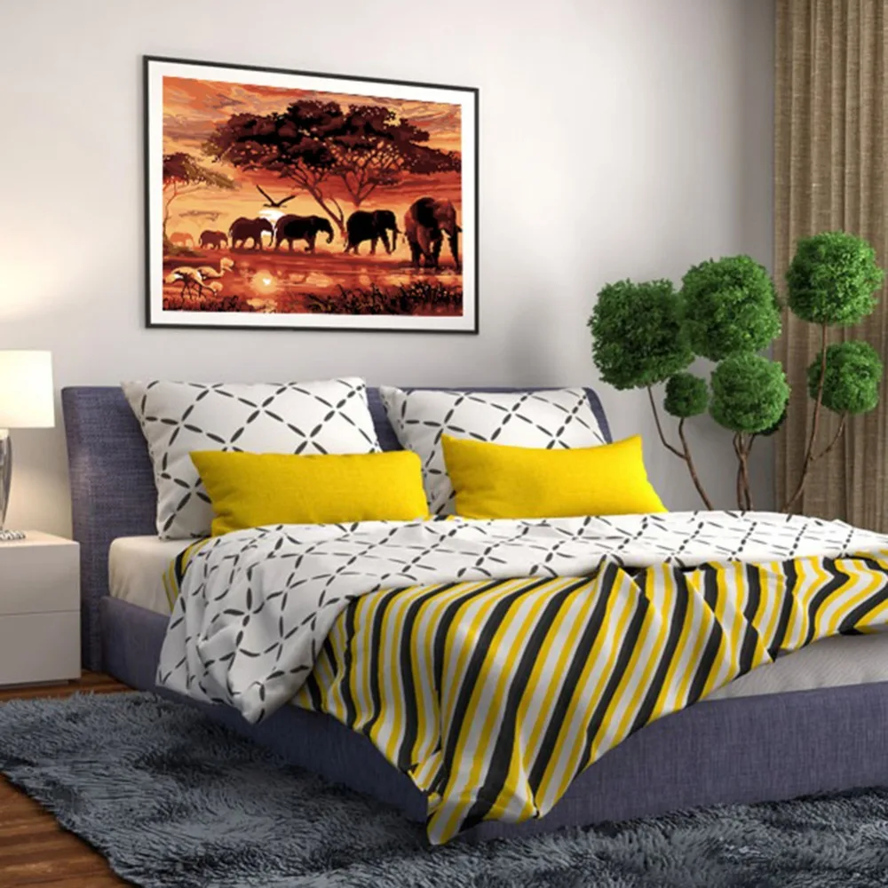 Digital Painting Hand-painted Modern Abstract Decorative Animal Art Canvas Set Mural Frameless Wall Decoration | Дом и сад