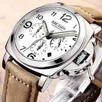 MEGIR นาฬิกาสุดหรูแบรนด์ relogio masculino Chronograph ปฏิทินนาฬิกา Mens หนังกีฬาทหารนาฬิกาผู้ชายชายนาฬิกา 3406