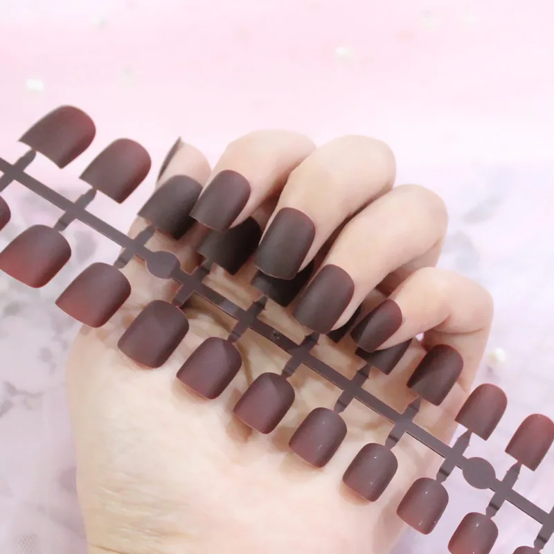 

Pure Color Fake Nails Matte Acrylic False Nail 24pcs Detachable Tips For Nail Extension Manicure Art Press On Fake False Nails