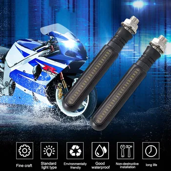 

New 1 Pair Universal Motorcycle Turn Signal Light 24 LED Flexible Bendable Tail Indicator Flasher
