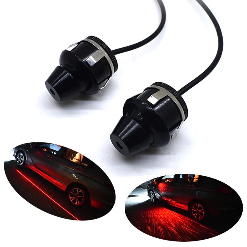 

Door Side Rearview Mirror Laser Warning Logo Projector Red Shadow Light Lamp Decorate Warning Line Meteor Shape General For Cars