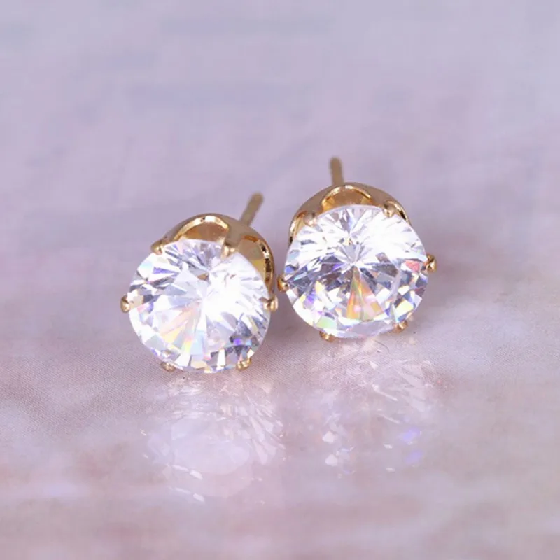 

2019 New Fashion Round Favorite Design Gold Color Studded rhinestone Crystals gold color Stud Earring For Women