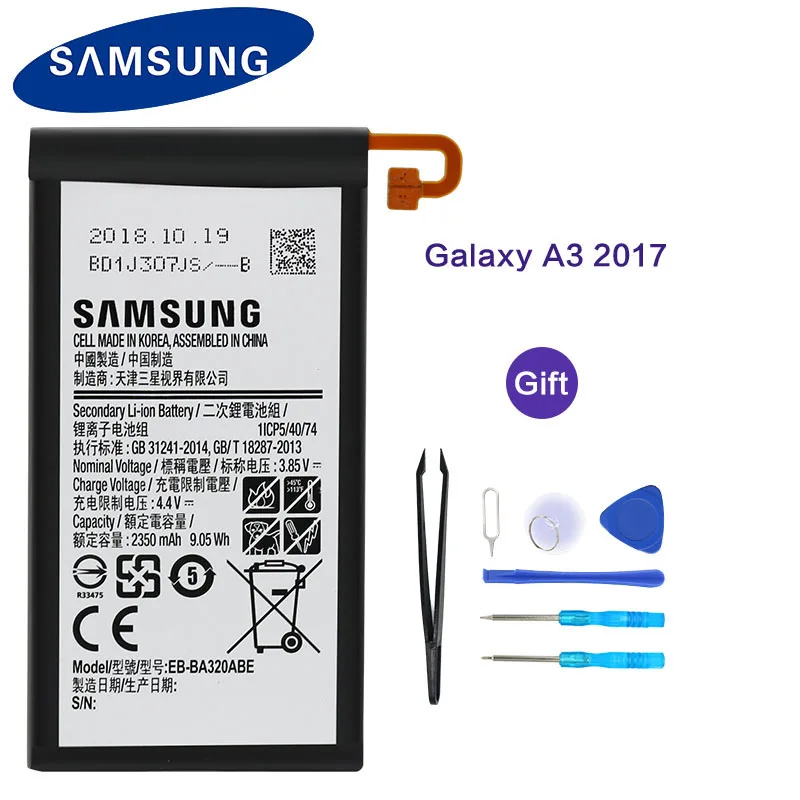 

Samsung Original Galaxy A3 2017 Edition Battery for Samsung SM-A320 A320F 2350mAh EB-BA320ABE Phone Replacement Battery