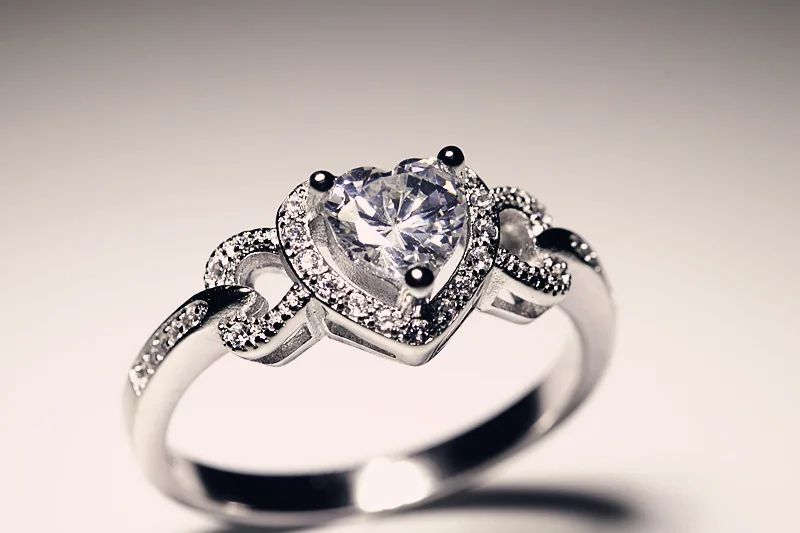 CC винтажные кольца для женщин сердце розовый камень 925 серебро Anillos свадебное ювелирное изделие Свадьба Помолвка кольцо Прямая поставка CC742