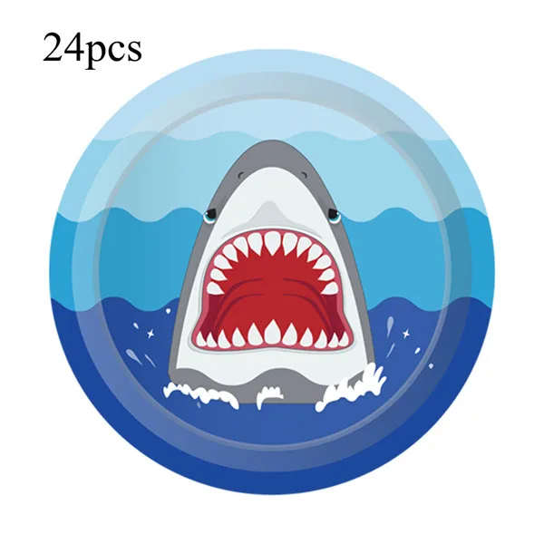 24 шт., для дня рождения, вечеринки, 9 дюймов, тарелки, одноразовые, посуда, синее море, Акула, тема, для свадьбы, для детского душа, вечерние, сувениры, декоративные наборы - Цвет: MM011x9inchx24Plates
