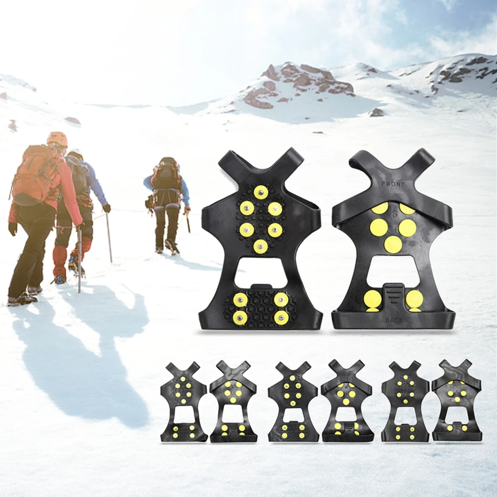 Анти-скольжения 10-серьги-гвоздики для альпинизма! с помощью этой обуви снег ледолазание обуви шипы Захваты кошки на открытом воздухе Альпинизм Пеший туризм, «Холодное сердце», с шипами