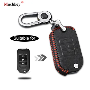 

Leather Remote Key Case Car Key Bag Cover Key Fob Cover For Honda CIVIC CR-V XR-V NSX JAZZ HR-V Accord City 3 Buttons Key Holder