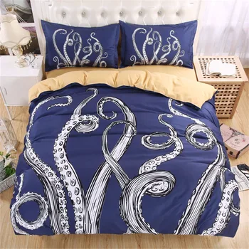 

Family Decor Hipster Octopus Bedding Sets Kraken Custom Ocean Art Print Duvet Cover Sets Bedspread Twin Queen for Adult Kids