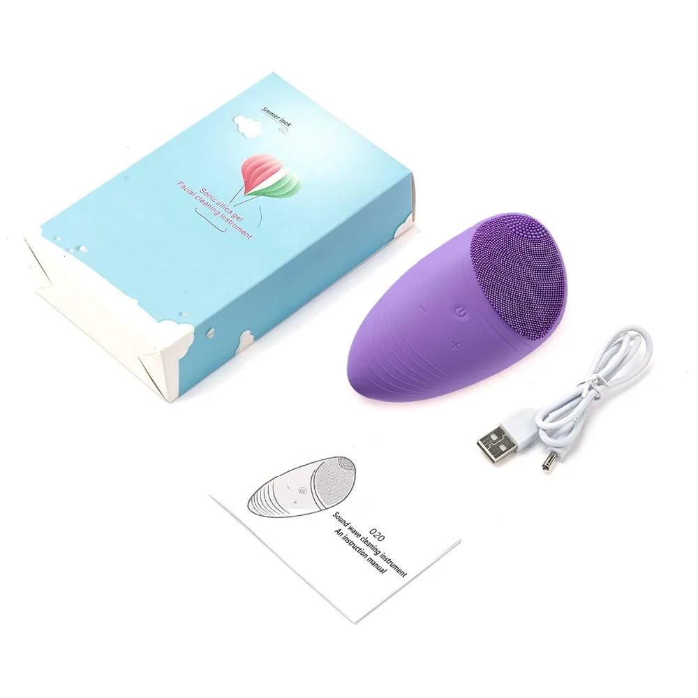 Sônico elétrico silicone escova de limpeza facial