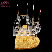BnG Acrylic Stand Nail Brush Holder 12 Holes Heart/Round Shape Makeup Brushes Holder Nail Art Manicure Accessories Tools