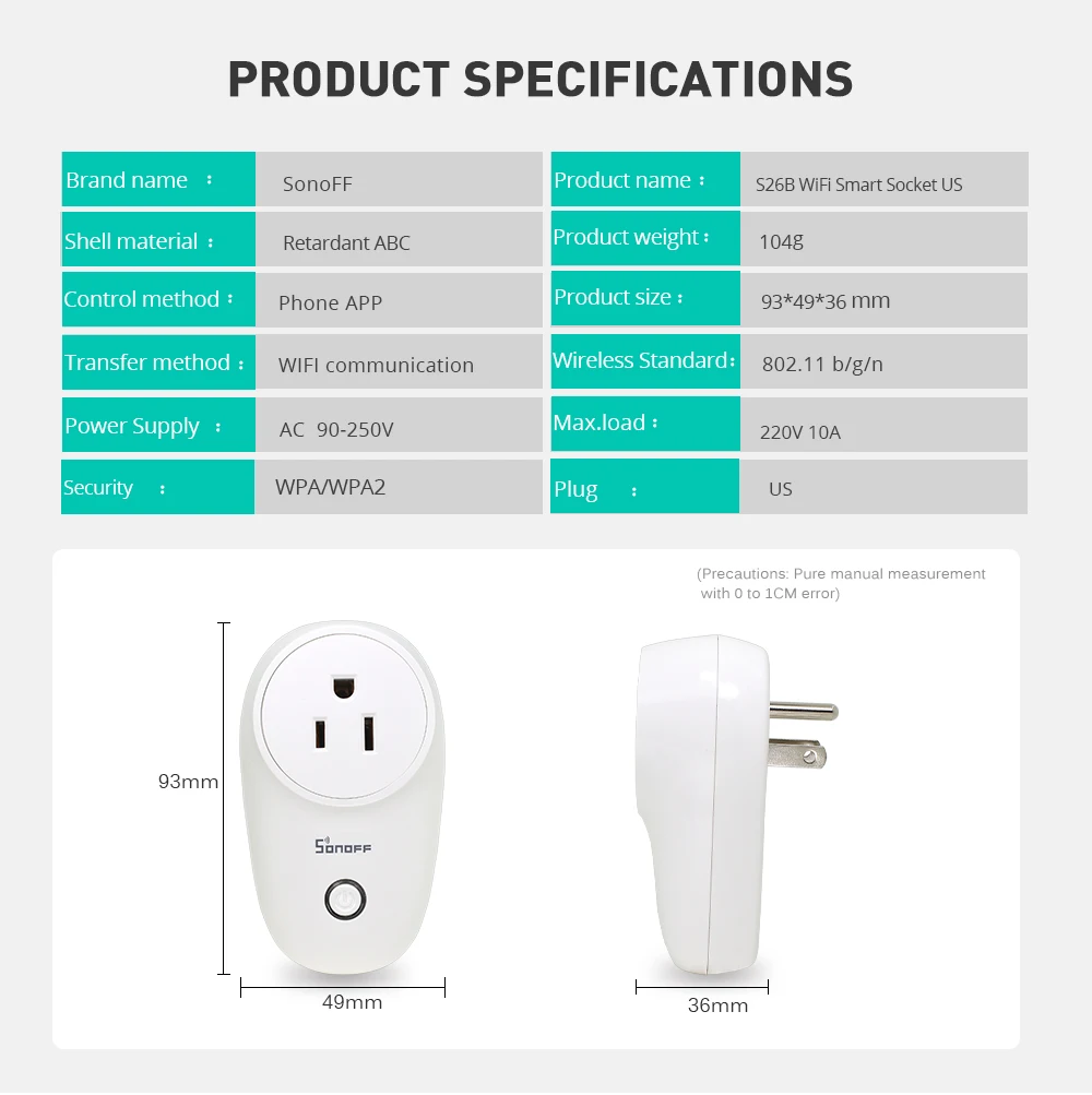SONOFF S26 wifi умная розетка США штекер переключатель домашней автоматизации работа с amazon alexa google home