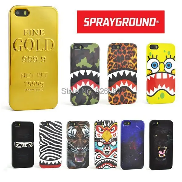 Deluxe Hard Case Sprayground Gold Zebraw Tiger Dog Spongebob Back Phone