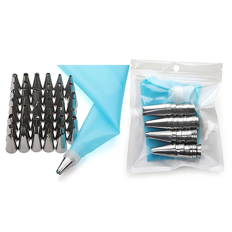 

1 Set Silicone Kitchen Accessories Icing Piping Cream Pastry Bag Stainless Steel Nozzle Set DIY Cake Decorating Tips Set Tools