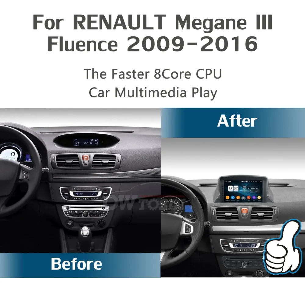 " ips 8 Core 4G ram+ 64G rom Android 9,0 автомобильный dvd-радио GPS для Renault Megane III Fluence 2009- DSP CarPlay Parrot BT стерео