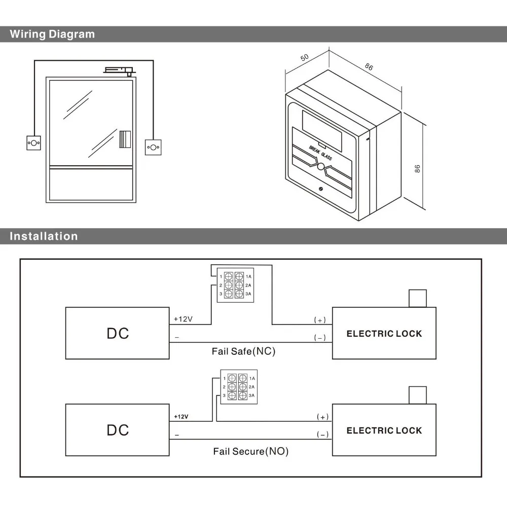 Wired Fireproof Button Break Glass Fire Emergency Exit Alarm