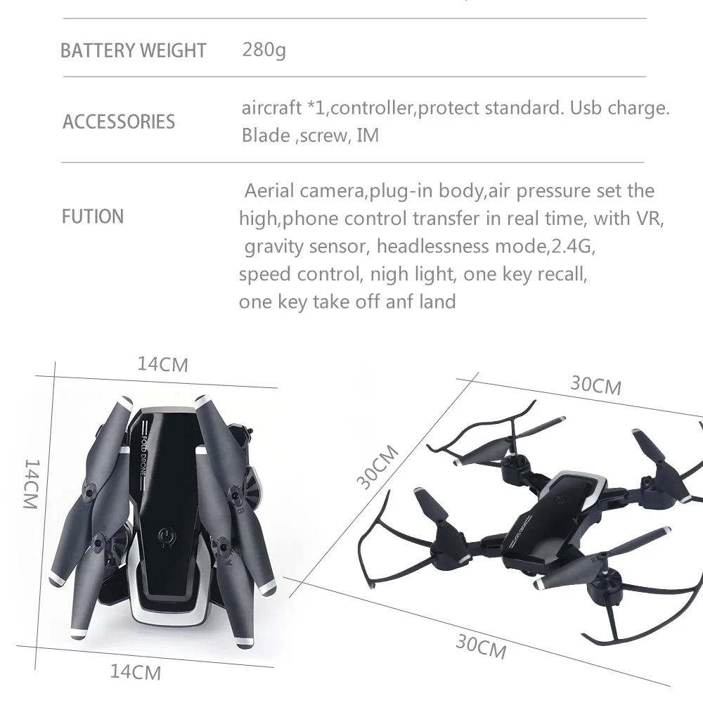 Wifi FPV Радиоуправляемый Дрон Квадрокоптер с 0.3MP/2.0MP батареей камеры RTF VS DJI MAVIC 2 PRO Eachine E58 Радиоуправляемый Дрон Радиоуправляемый квадрокоптер