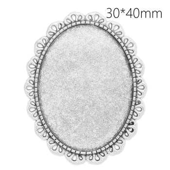 

Vintage Alloy Brooch Cabochon Bezel Settings with Safty Pin, Antique Silver Plated 30x40 mm Oval Tray,10 pcs/lot-C4103