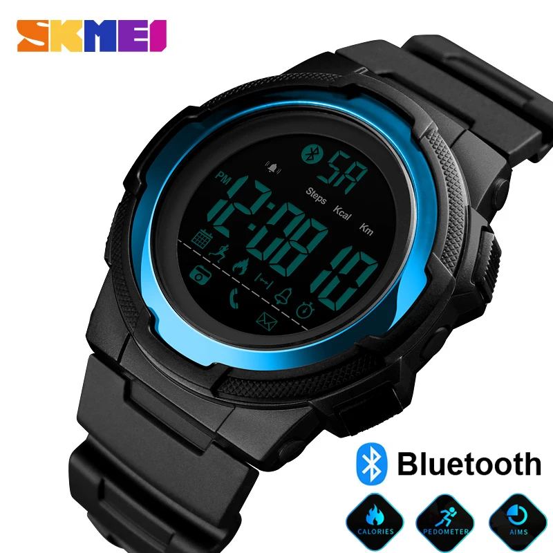SKMEI спортивные Bluetooth Смарт часы Роскошный шагомер калорий водонепроницаемые