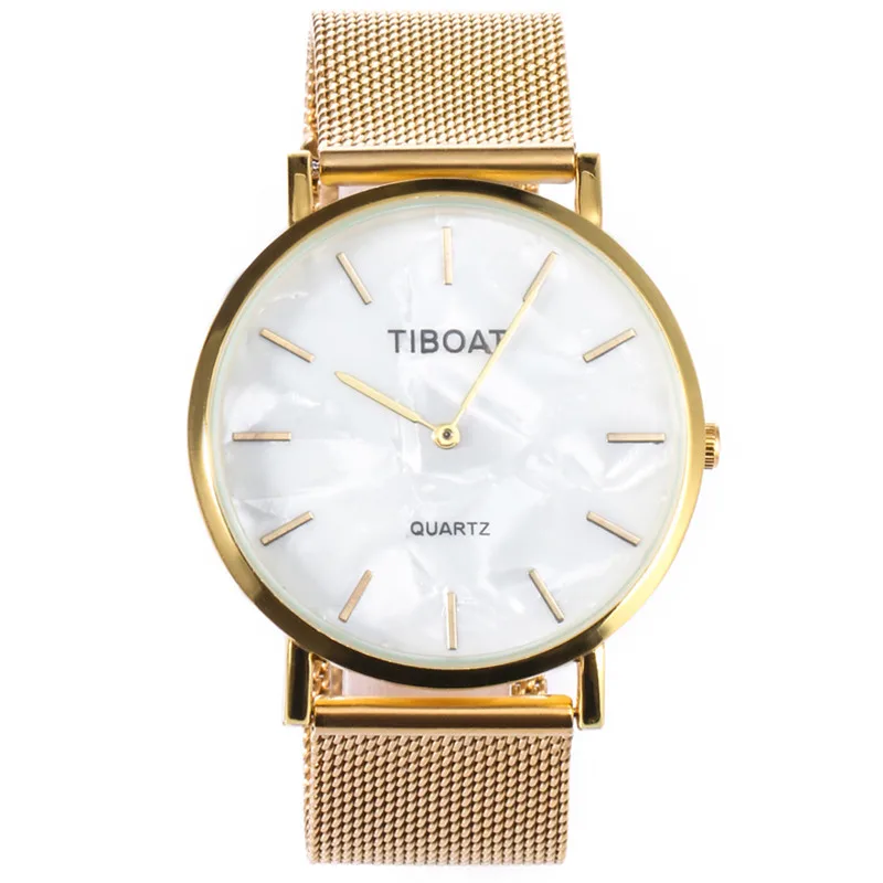 TIBOAT, супер тонкие, серебристые, сетчатые, нержавеющая сталь, часы для женщин, лучший бренд, Роскошные, повседневные часы, женские наручные часы, Relogio Feminino - Цвет: Gold
