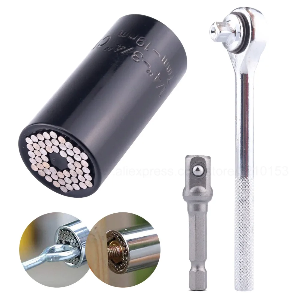 Tool Universal Socket 1/4'' 3/4'' (7mm 19mm) Socket Wrench Power Drill