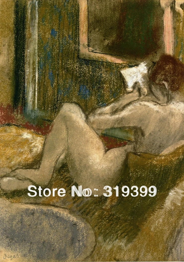 

Oil Painting Reproduction on Linen Canvas,Nude from the Rear, Reading by edgar degas ,Free DHL FAST Shipping,100%handmade