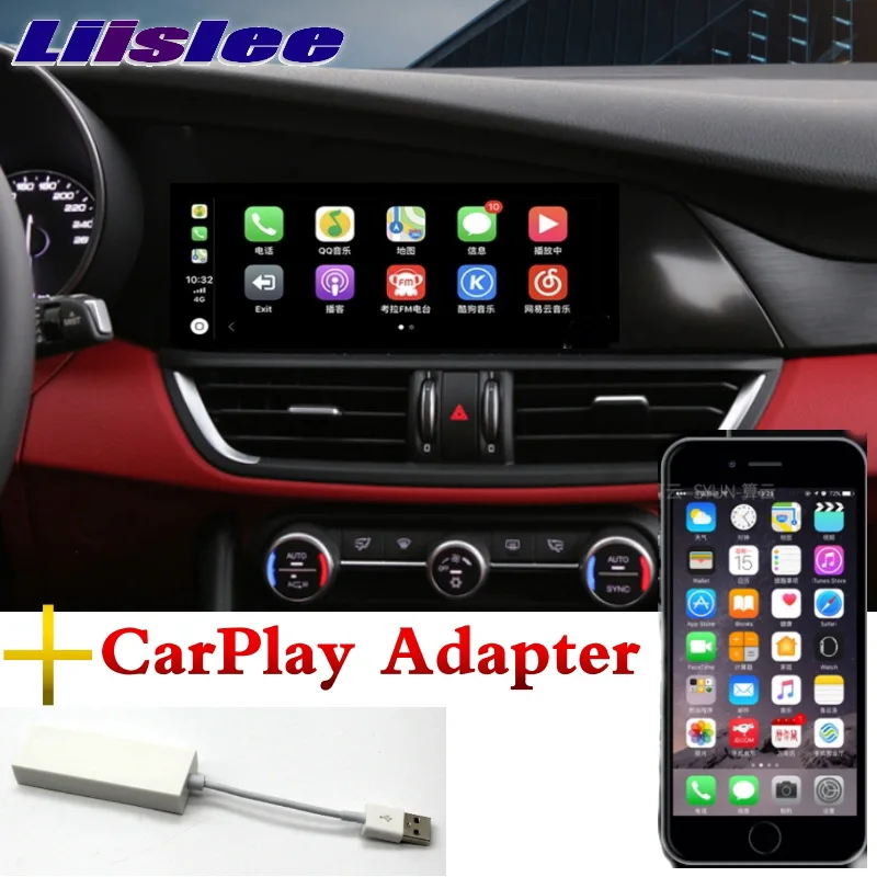 Для Alfa Romeo Giulia LiisLee Автомобильный мультимедийный CarPlay адаптер 10,2" Android gps wifi стерео радио навигация NAVI - Цвет: CarPlay
