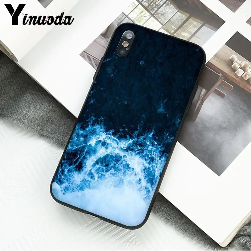 Yinuoda الأزرق البحر DIY الطباعة الرسم غطاء إطار هاتف محمول شل ل أبل فون 8 7 6 6 S زائد X XS ماكس 5 5 S SE XR الهواتف المحمولة