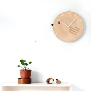 

1pc Cartoon Bear Bird Kids Room Wood Wall Clock Nordic Living Room Decoration Bear Mute Clocks Children's room photography props