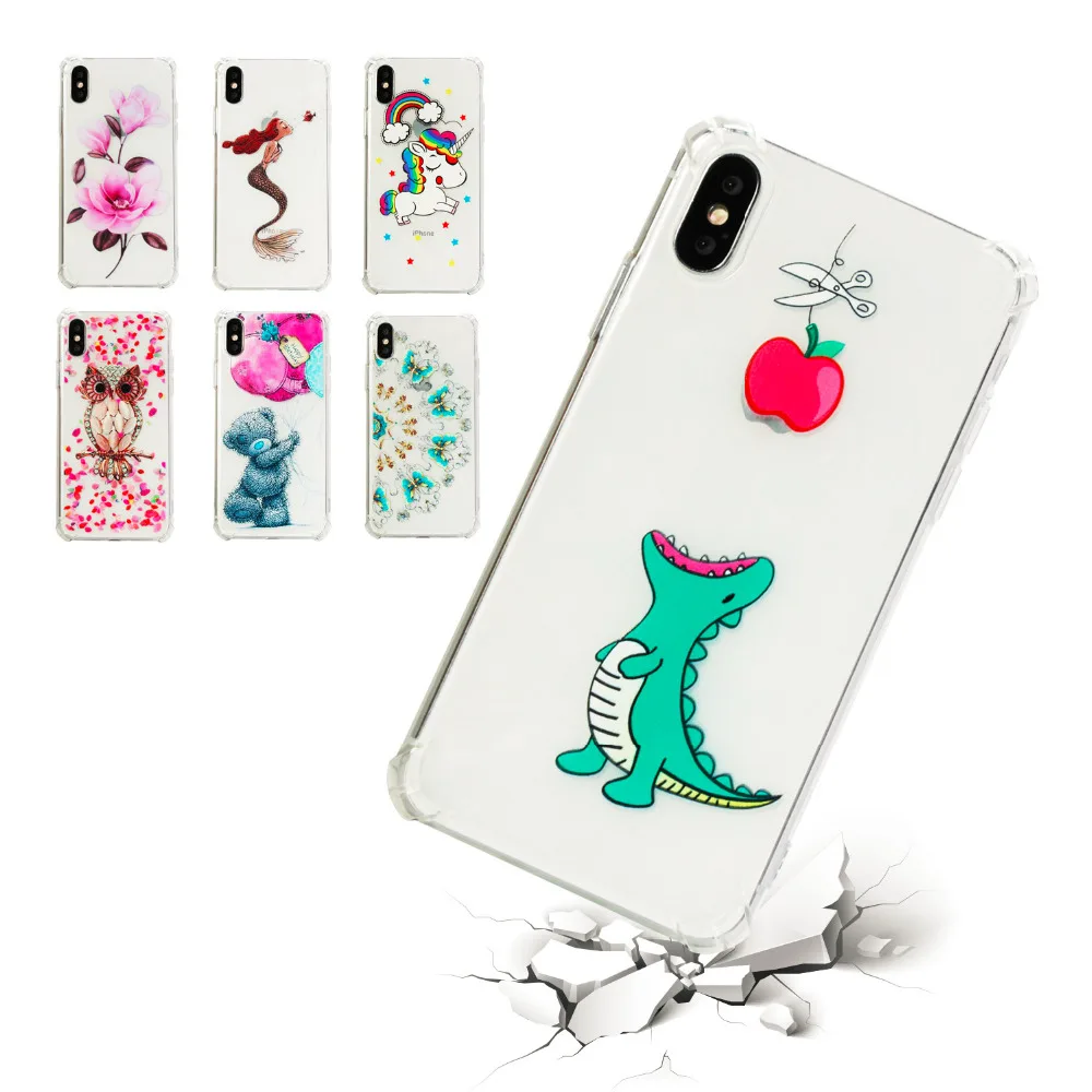LUCKBUY Anti-knock Soft Transparent Phone Case For Apple iPhone X Painted Back Cover Protective Shell Skin Coque iphone |