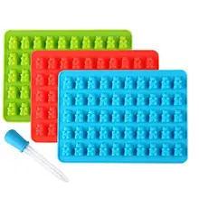 50 полости клейкие медведи Конфеты Шоколад силиконовая форма льда Куб лоток выпечки плесень помадка украшения торта инструмент с капельницей