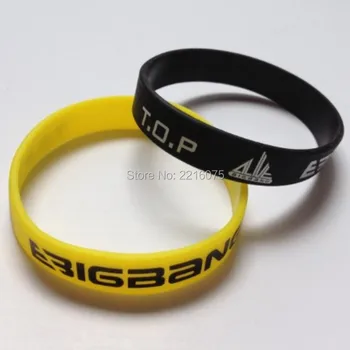 

300pcs single color printed K-POP BIGBANG T.O.P TOP wristband silicone bracelets free shipping by DHL express
