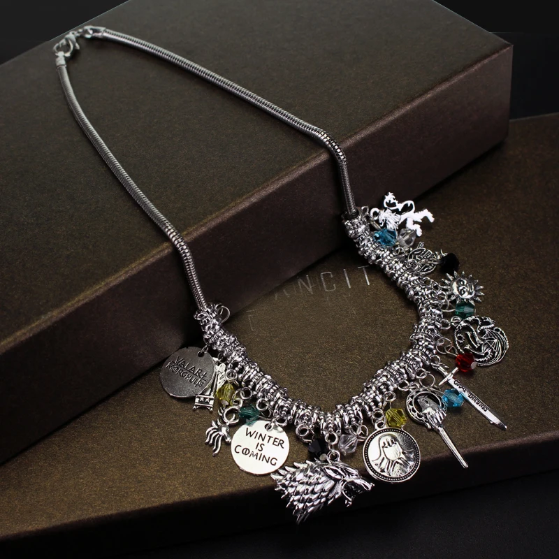 DIY Jewelry Game Of Thrones Choker Necklaces Wolf House Stark Winter Is Coming Snake Chain Pendant & Necklace Drop Shipping