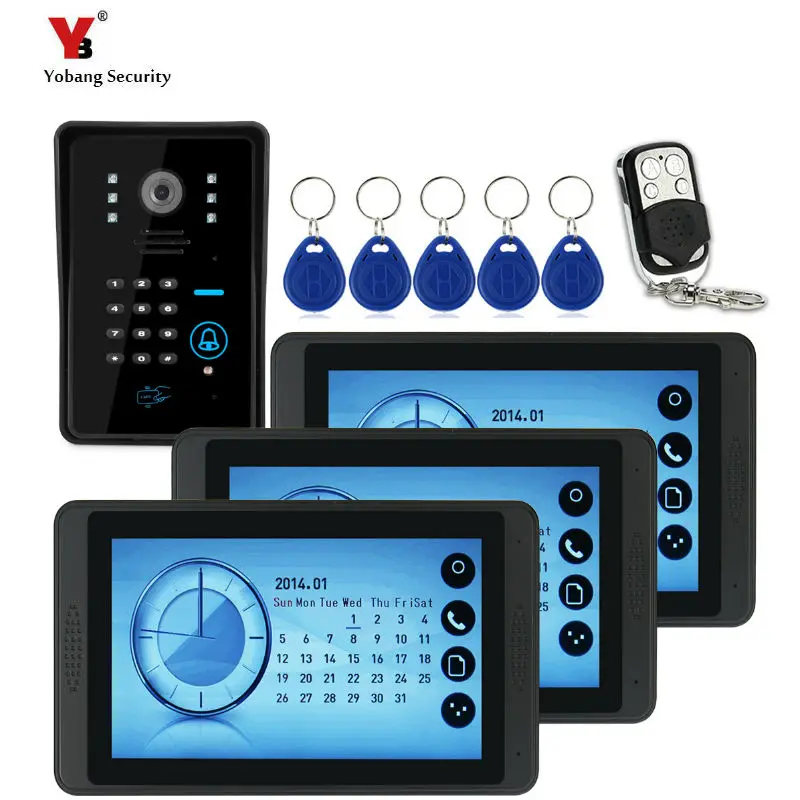 

Full touch screen 7" Wired RFID Password Remote Video Door Phone Intercom Doorbell Home Security Camera Monitor Access Control