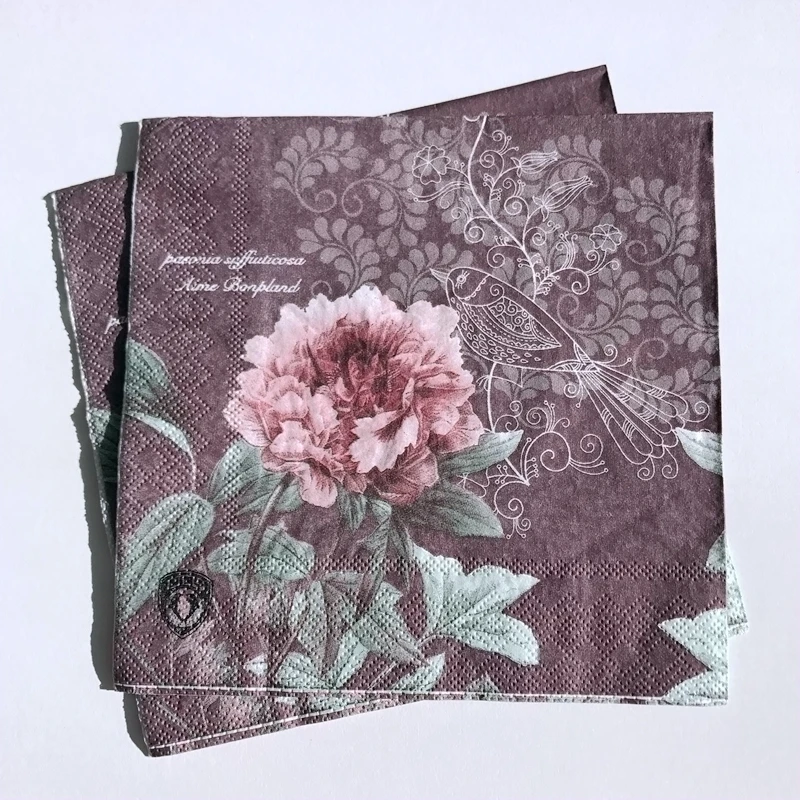 20pcs 33*33cm Beautiful Flowers Pattern Paper Napkins,100% Virgin Wood Napkin 