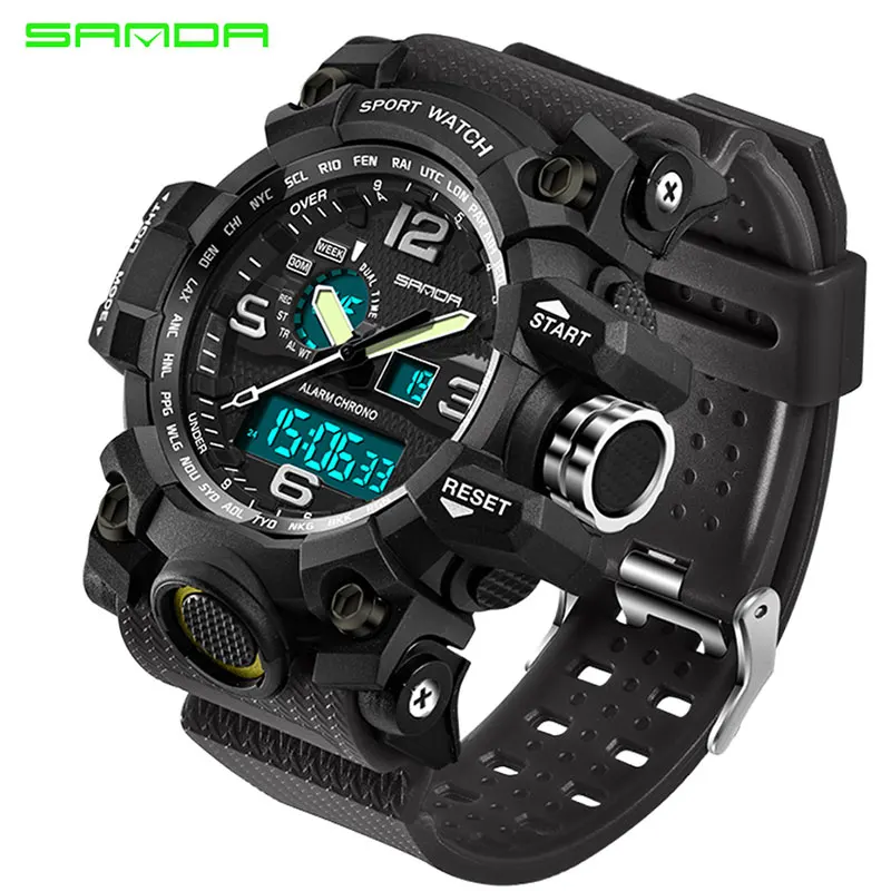 SANDA Military Sport Watch Men Top Brand Luxury Famous Electronic LED Digital Wrist Watches For Men