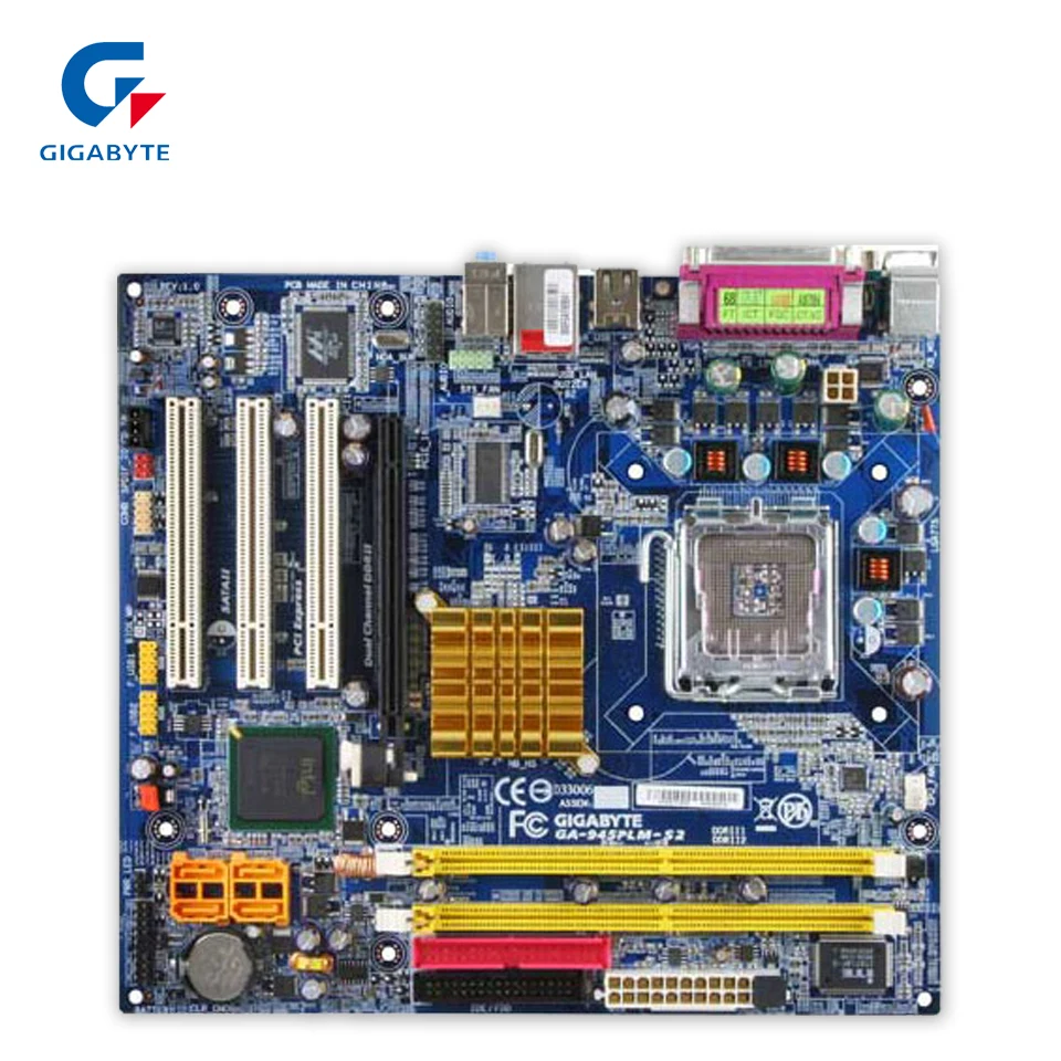 Original Gigabyte GA-945PLM-S2 Desktop Motherboard 945PLM-S2 945PL LGA 775 DDR2 Micro ATX 100% Fully Test asus original ga g41mt s2 lga 775 ddr3 g41mt s2 8gb fully integrated g41 desktop motherboard